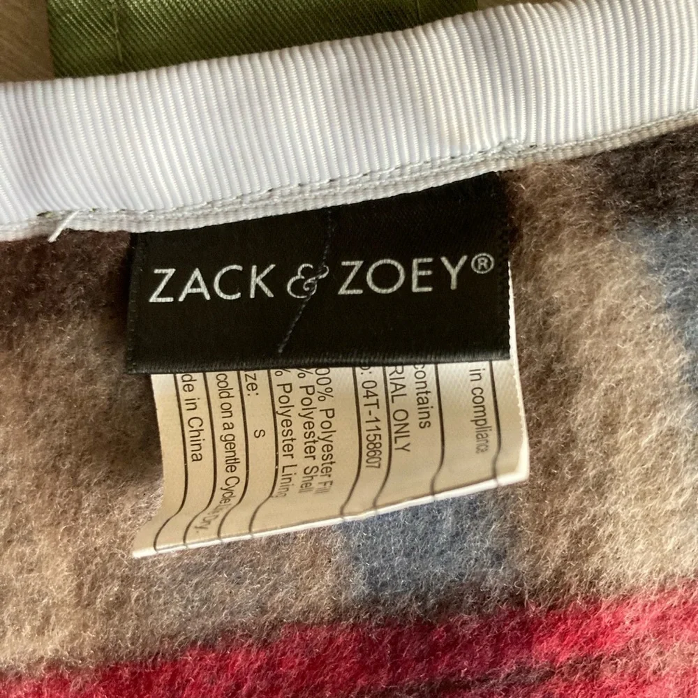 Zack & Zoey Dog Jacket Raincoat Olive Green Reverses Red Flannel Coat Small Pet